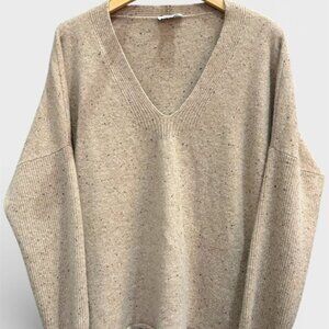 Haven Well Within Pure Cashmere Relaxed V-Neck Sweater - Size XXL